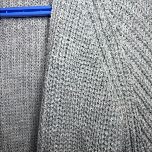 Gray Open-Front Sweater with striped cuffs - Picture 4 of 5